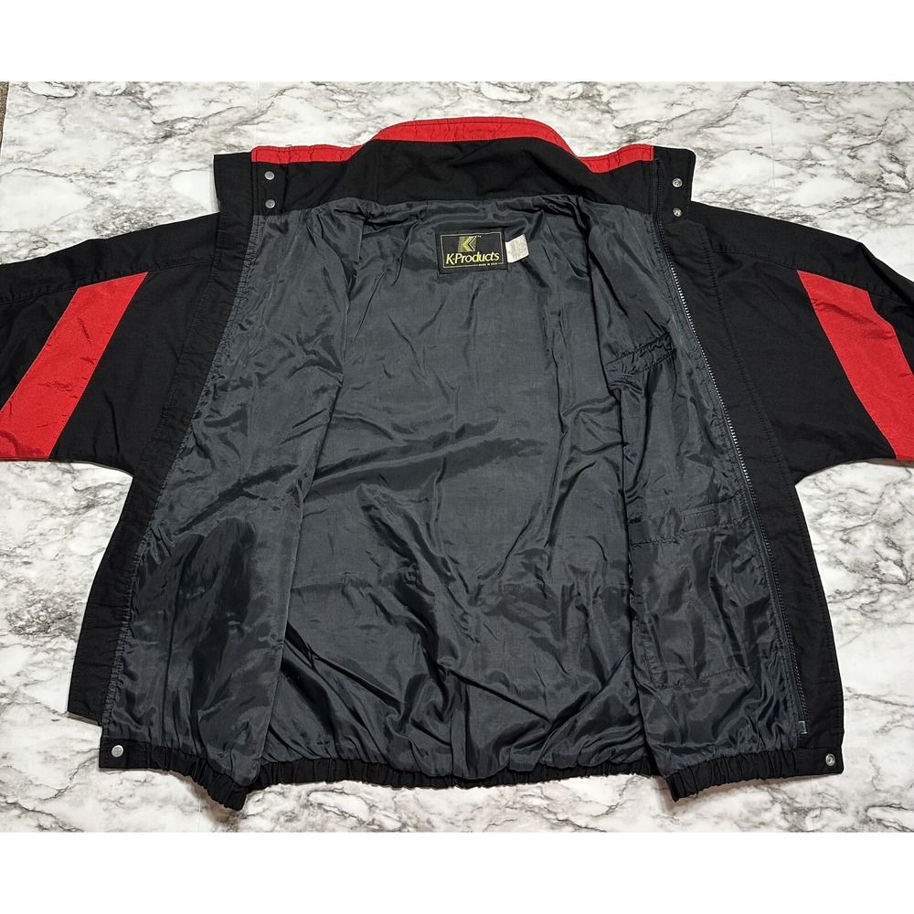 K-Products Full Zip Men's Jacket USA Made L Black Windbreak AMOCO Relaxed VTG - Picture 6 of 12
